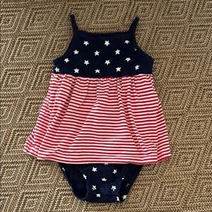 Carter’s Red and Blue Star Striped Baby Dress 24 months EUC